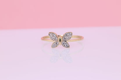 14k CZ Butterfly Ring A