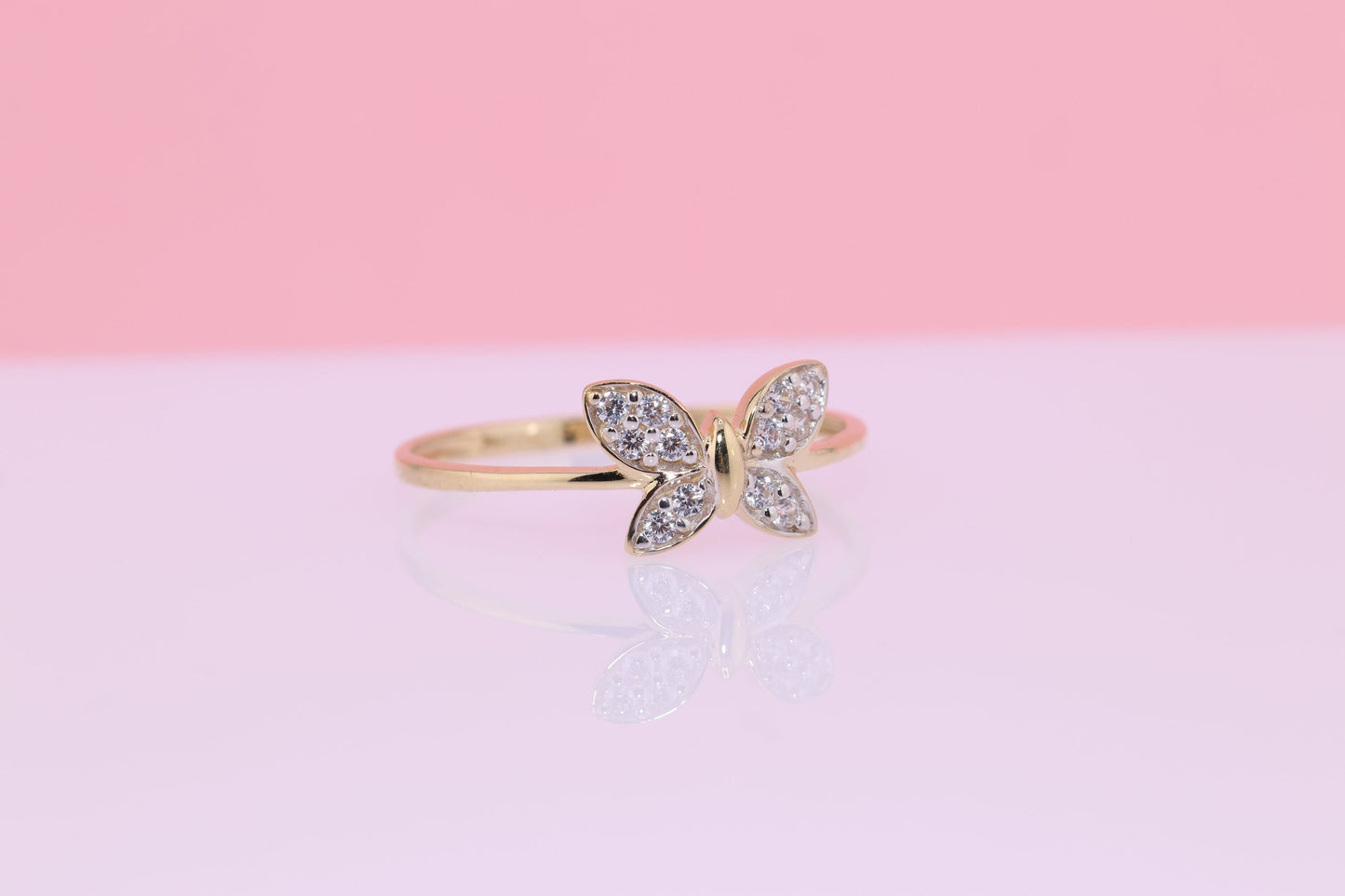 14k CZ Butterfly Ring A