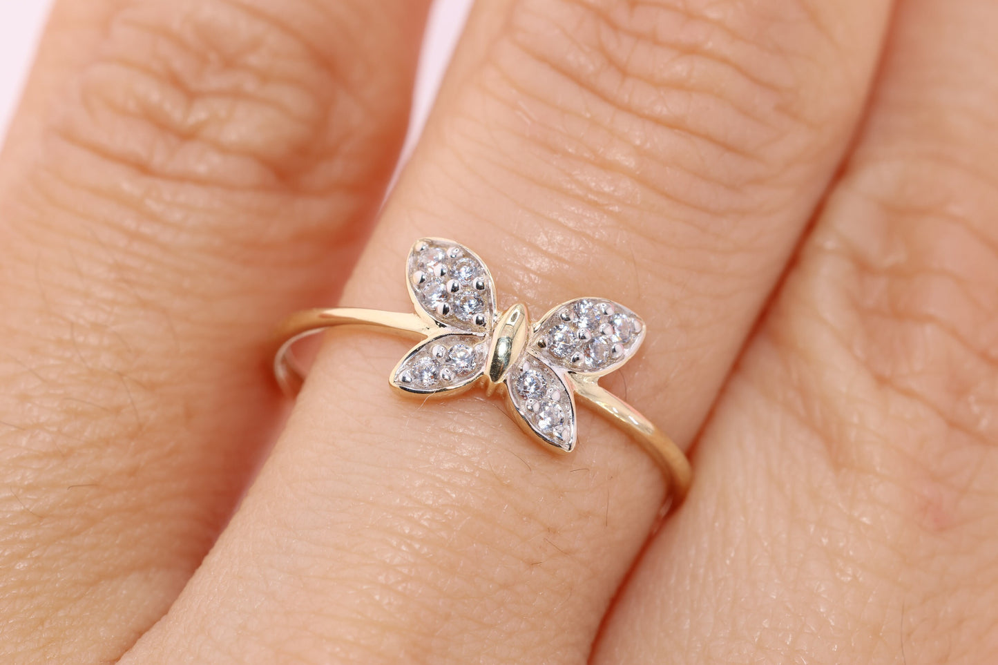 14k CZ Butterfly Ring A