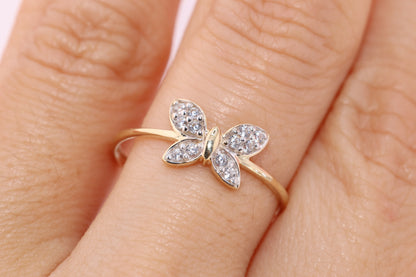 14k CZ Butterfly Ring A