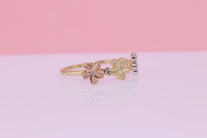 14k Solid Yellow Gold Hawaiian Fancy Plumeria Flower Ring