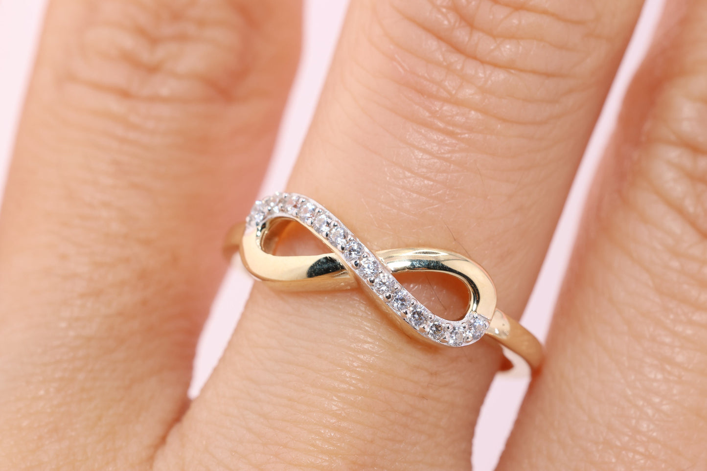 14K Gold CZ Infinity Ring B