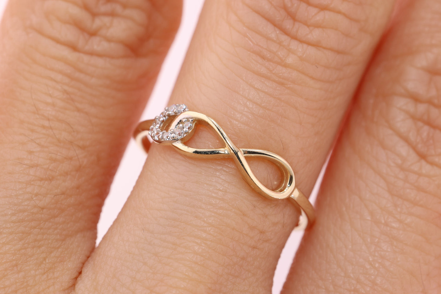 14K Gold CZ Infinity Ring A