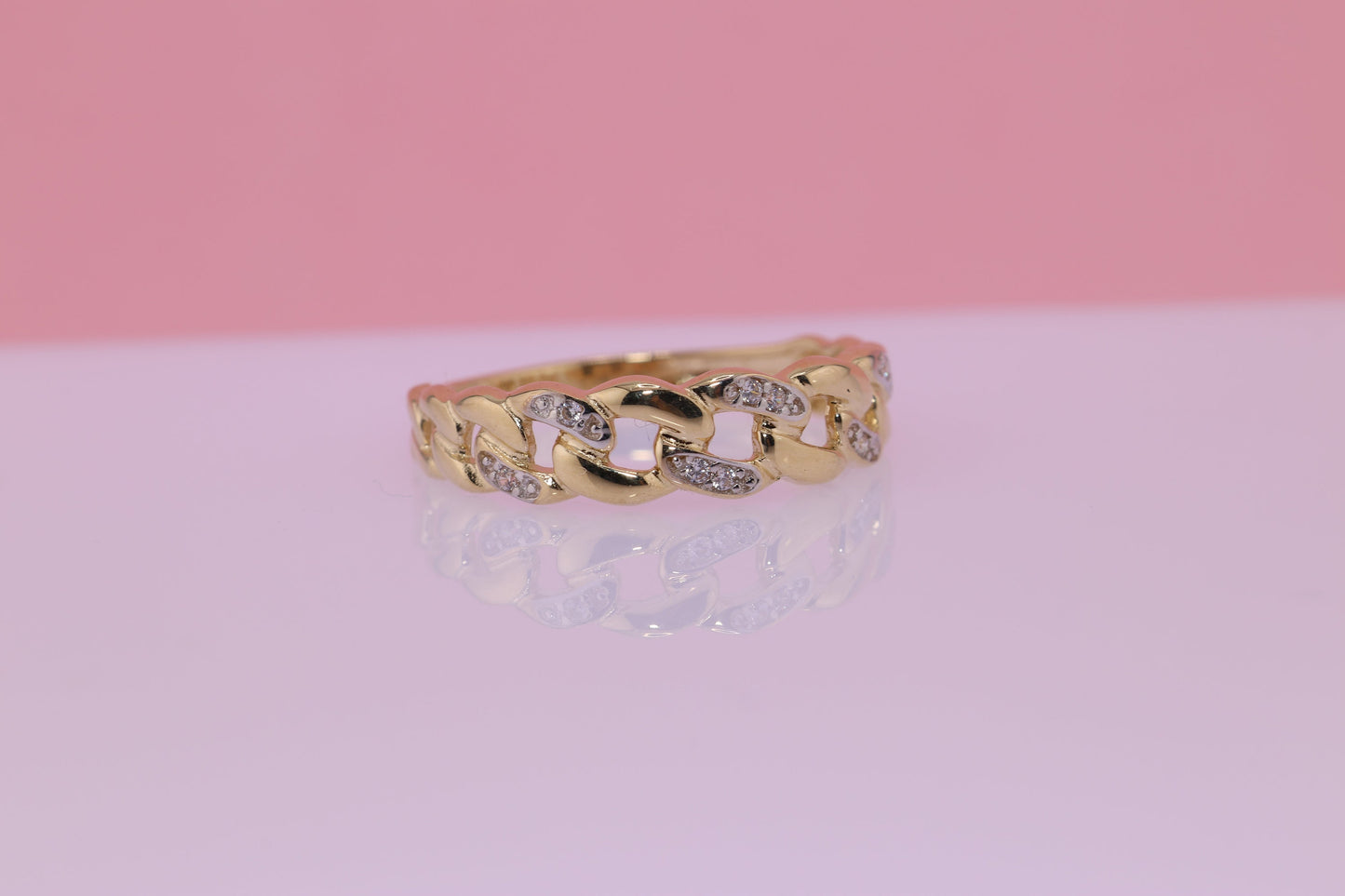 14K CZ Miami Cuban Link Ring