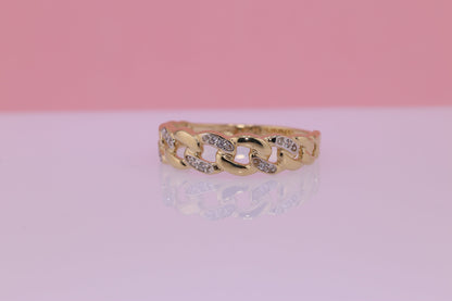 14K CZ Miami Cuban Link Ring