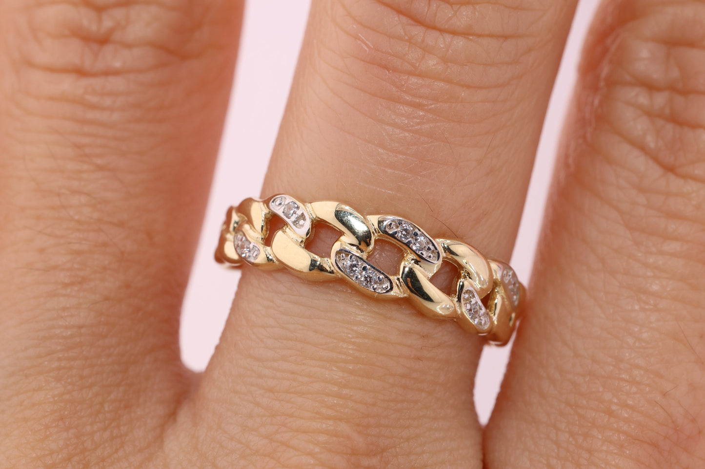 14K CZ Miami Cuban Link Ring