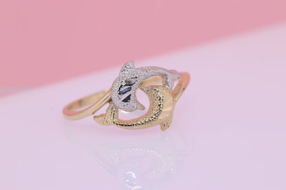 14k Gold Dolphin Ring A