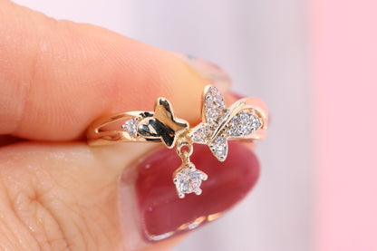 14k Yellow Gold Color Butterfly Ring G