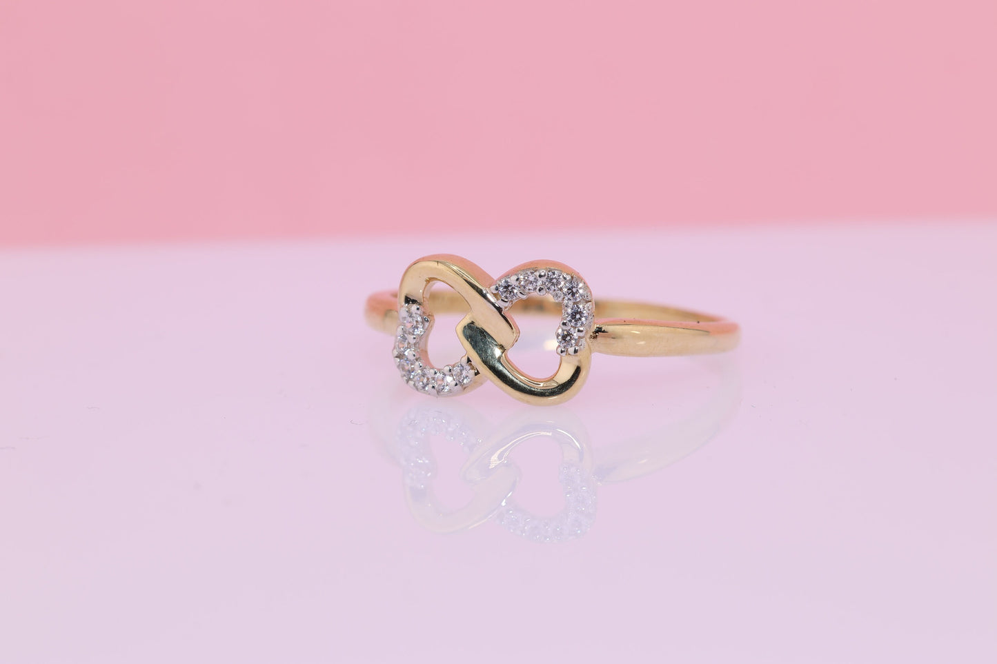 14k Solid Gold Infinity Sign CZ Beautiful Statement Ring