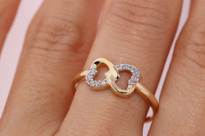 14k Solid Gold Infinity Sign CZ Beautiful Statement Ring