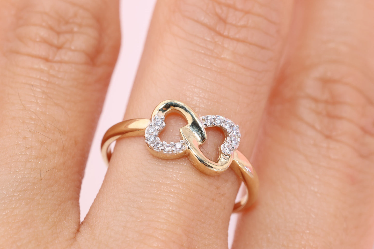 14k Solid Gold Infinity Sign CZ Beautiful Statement Ring