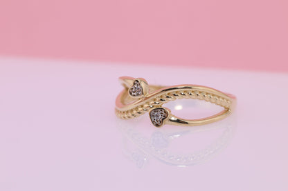 14k Solid Gold Infinity Sign CZ Heart Ring