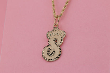 10K Tiara Crown Initial Pendant