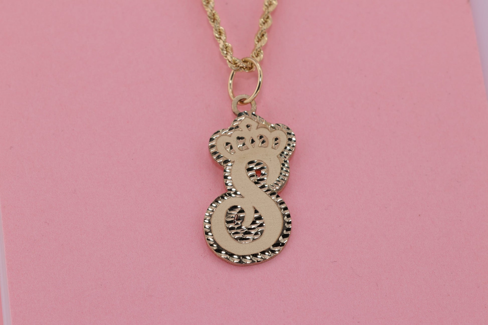 10K Tiara Crown Initial Pendant