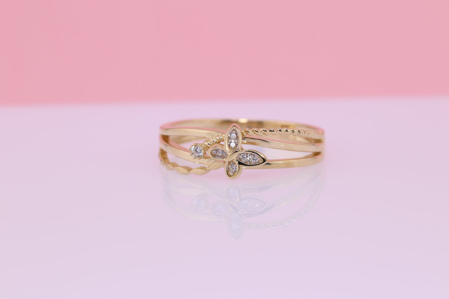 14k CZ Butterfly Ring C