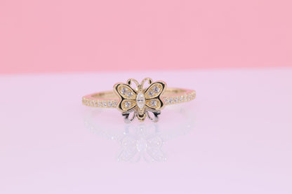 14k CZ Butterfly Ring B