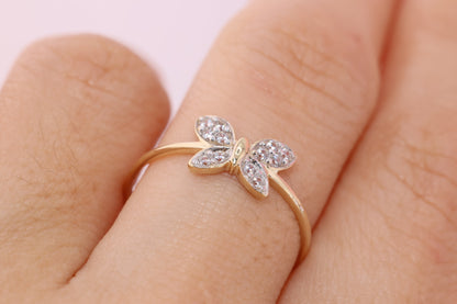 14k CZ Butterfly Ring A