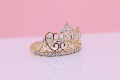 14K Gold 15 Anos Quinceanera Crown Ring MM