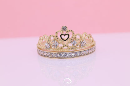 14K Gold 15 Anos Quinceanera Crown Ring LL