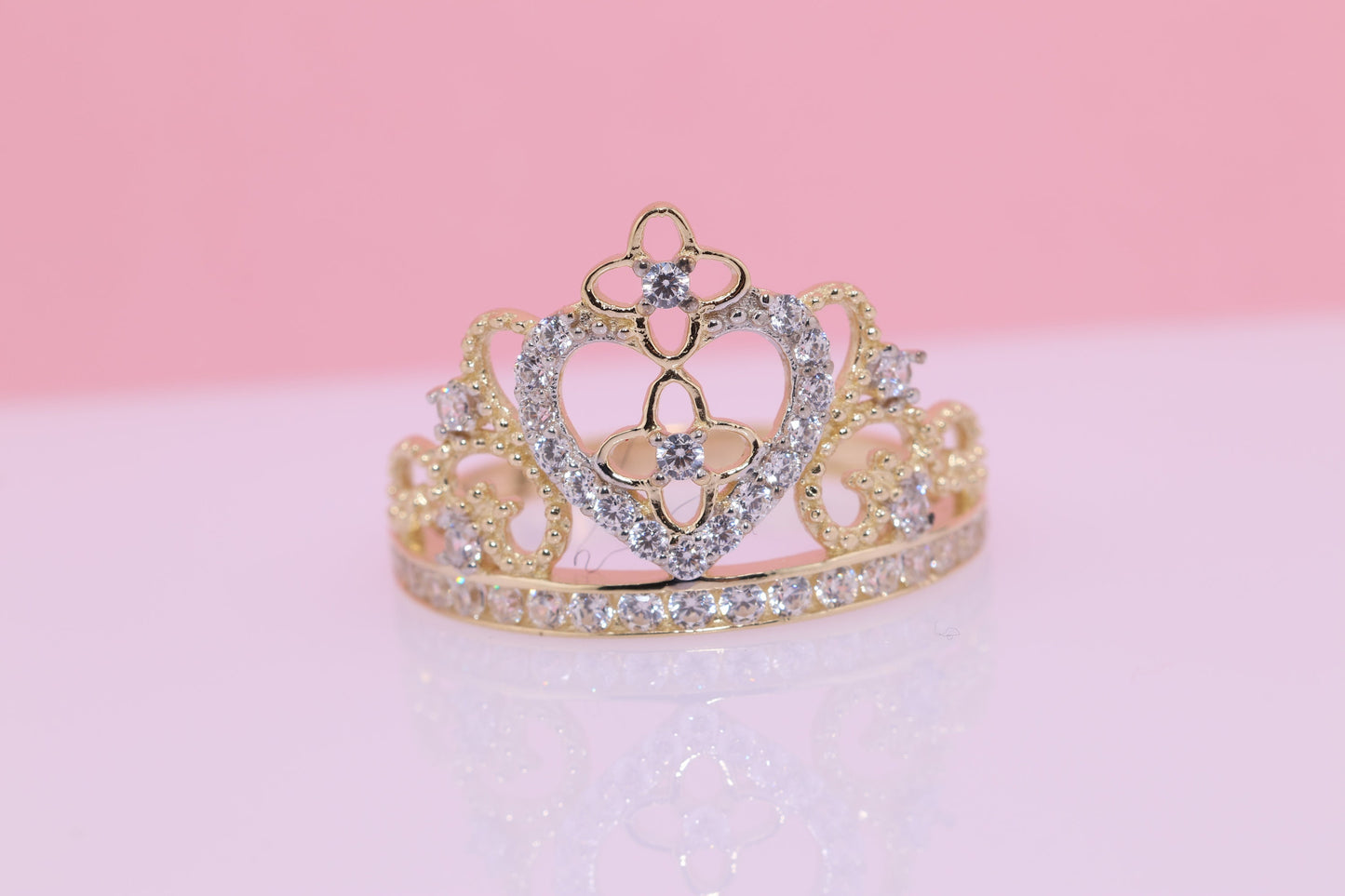 14K Gold 15 Anos Quinceanera Crown Ring KK