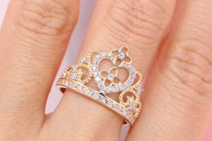 14K Gold 15 Anos Quinceanera Crown Ring KK