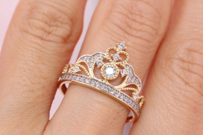 14K Gold 15 Anos Quinceanera Crown Ring JJ