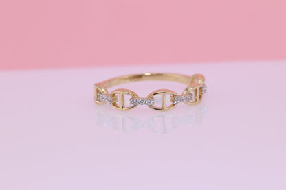 14K Gold CZ Chain Ring B