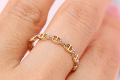 14K Gold CZ Chain Ring A