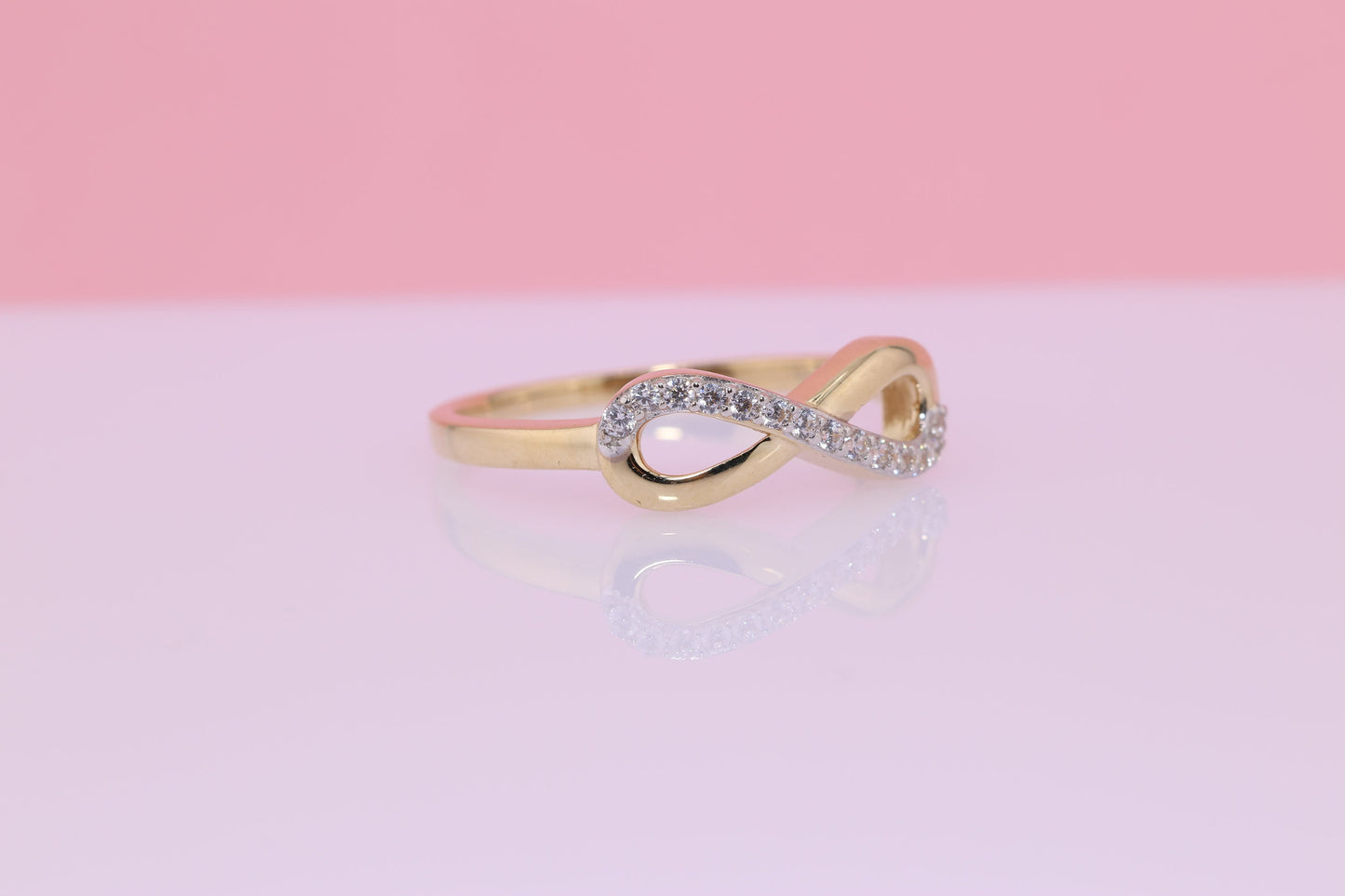 14K Gold CZ Infinity Ring B