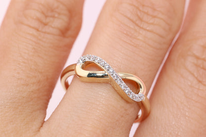 14K Gold CZ Infinity Ring B