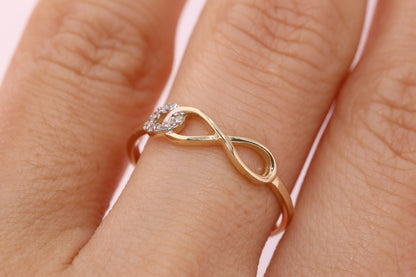 14K Gold CZ Infinity Ring A