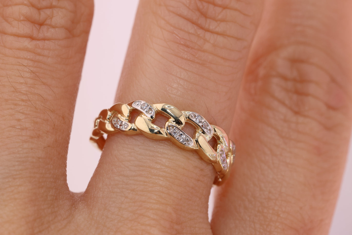 14K CZ Miami Cuban Link Ring