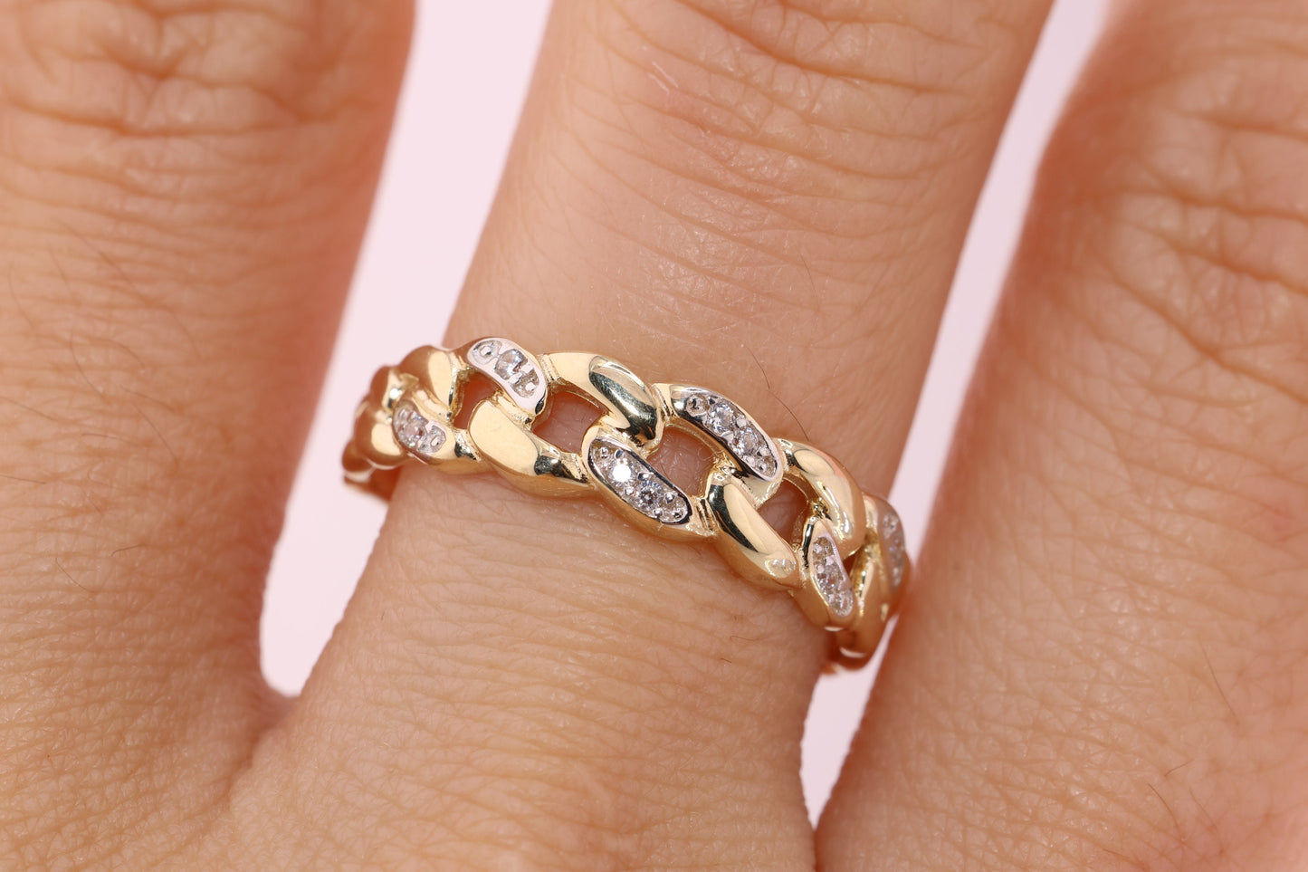 14K CZ Miami Cuban Link Ring