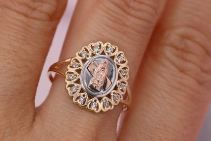 14k Solid Gold Virgin Mary Virgen Maria Lady Guadalupe Ring GG