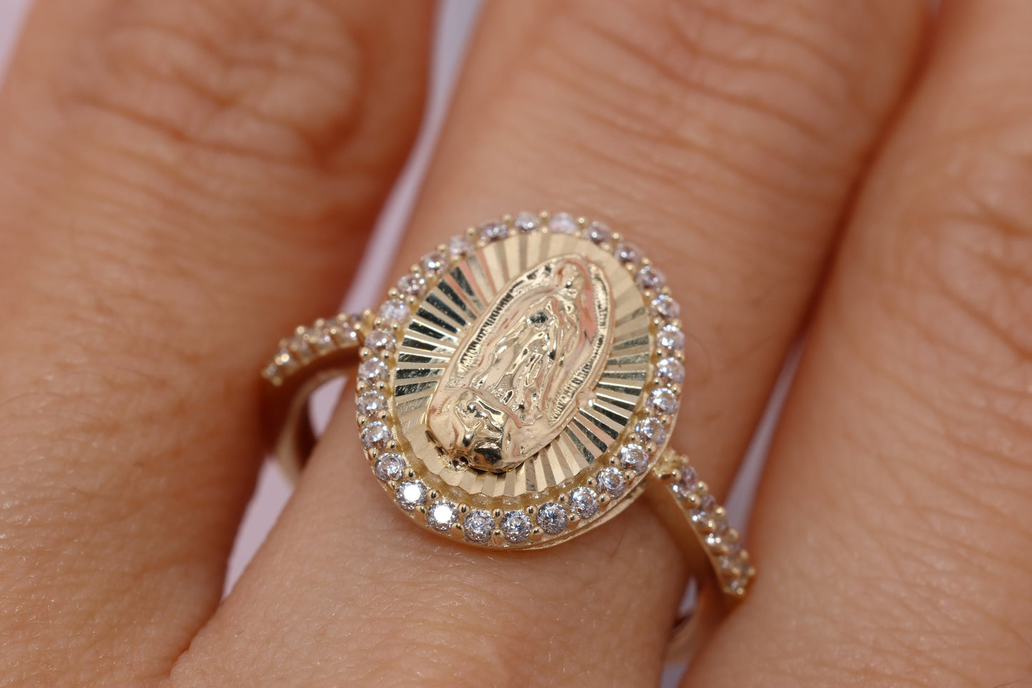 14k Solid Gold Virgin Mary Virgen Maria Lady Guadalupe Ring AA