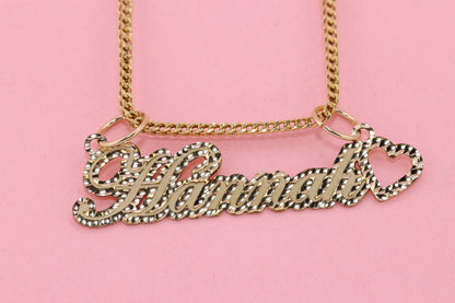 10K or 14K Gold Personalized Name with Heart Pendant B