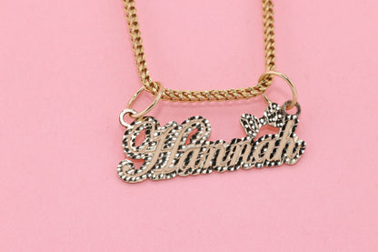 10K or 14K Gold Ribbon Personalized Name Pendant