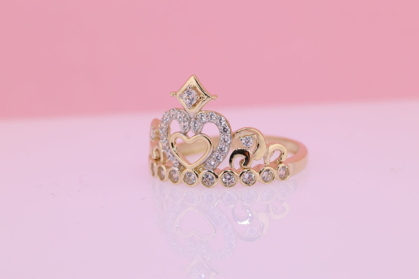 14K Gold 15 Anos Quinceanera Crown Ring EE