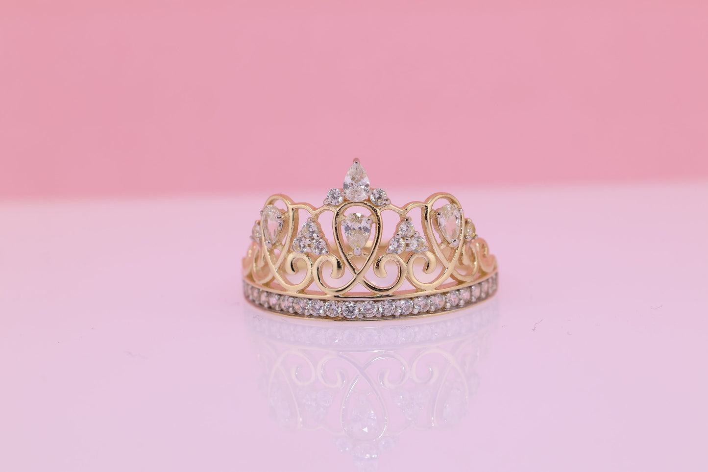 14K Gold 15 Anos Quinceanera Crown Ring DD