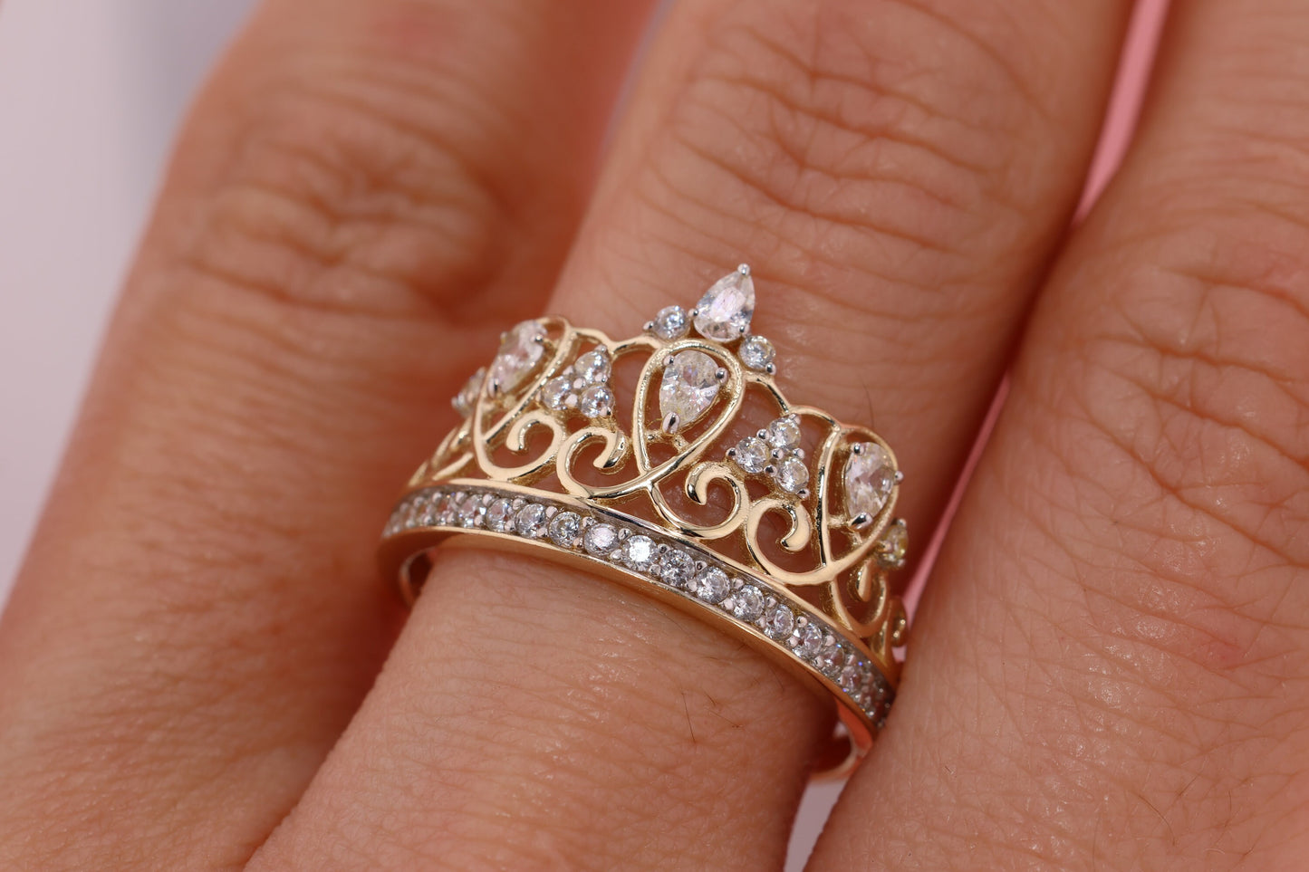 14K Gold 15 Anos Quinceanera Crown Ring DD