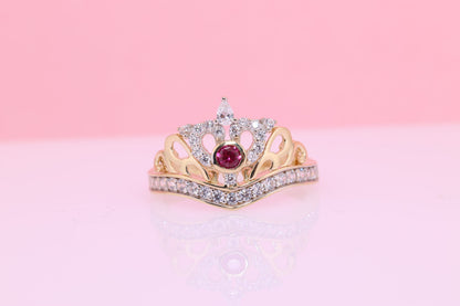 14K Gold 15 Anos Quinceanera Crown Ring CC