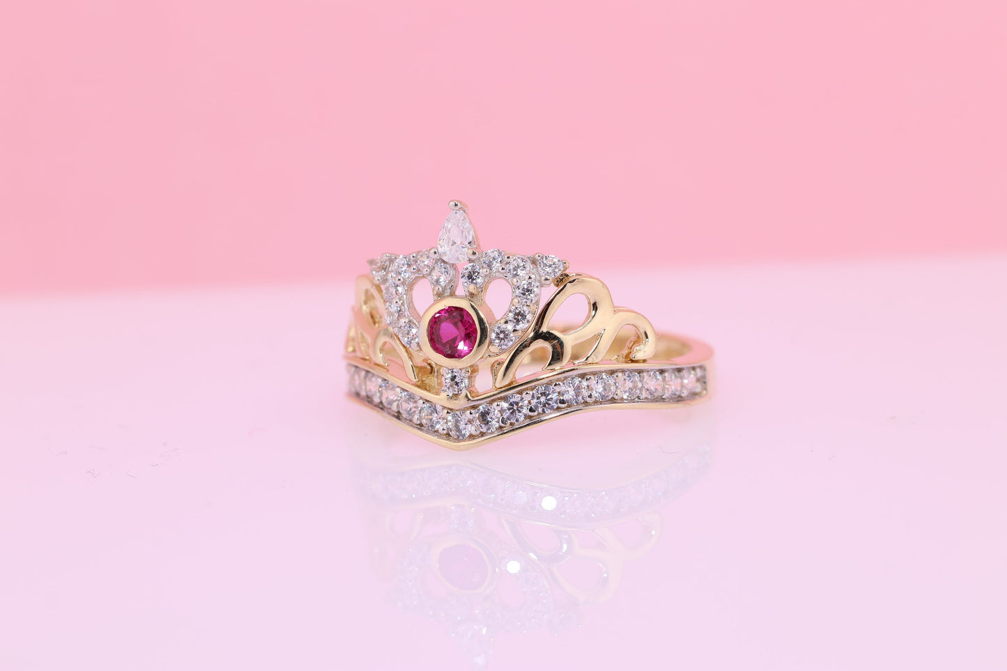 14K Gold 15 Anos Quinceanera Crown Ring CC