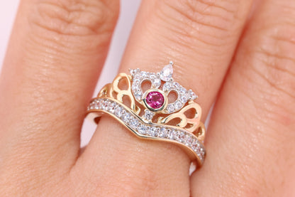 14K Gold 15 Anos Quinceanera Crown Ring CC