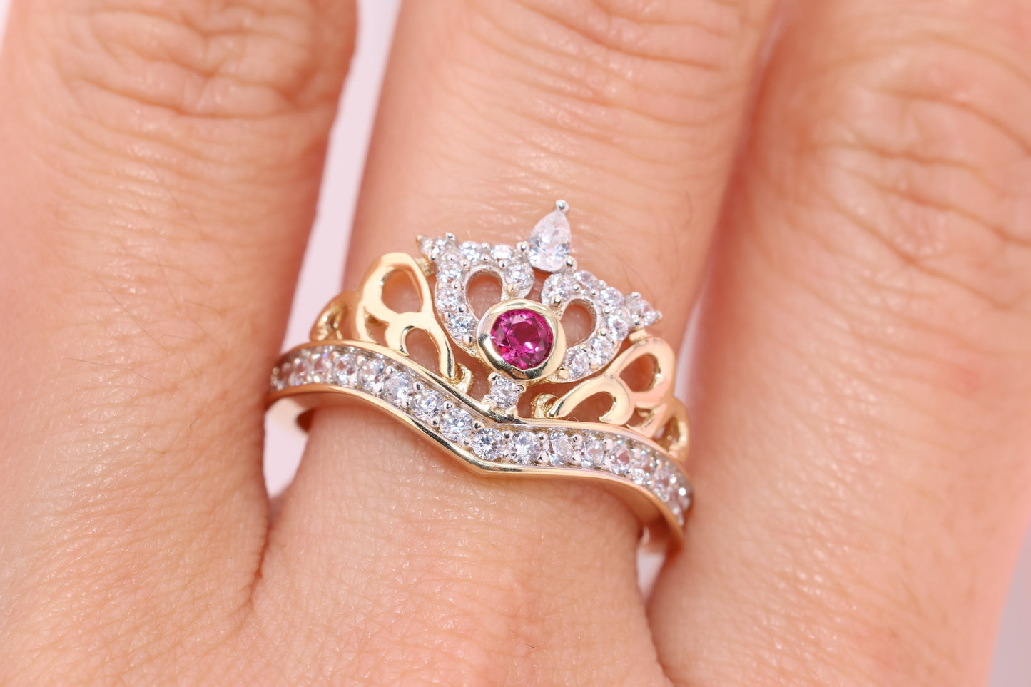 14K Gold 15 Anos Quinceanera Crown Ring CC