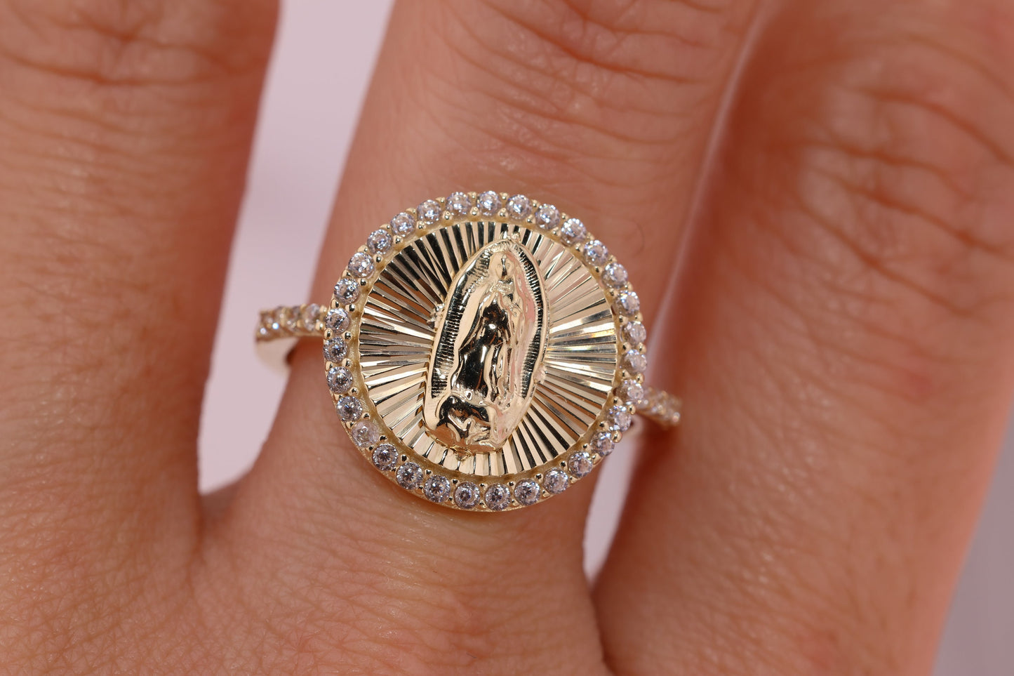 14k Solid Gold Virgin Mary Virgen Maria Lady Guadalupe Ring W