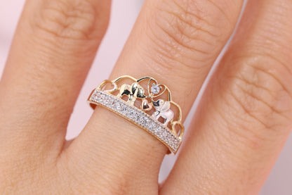 14k Gold Cubic Zirconia Elephant Ring B