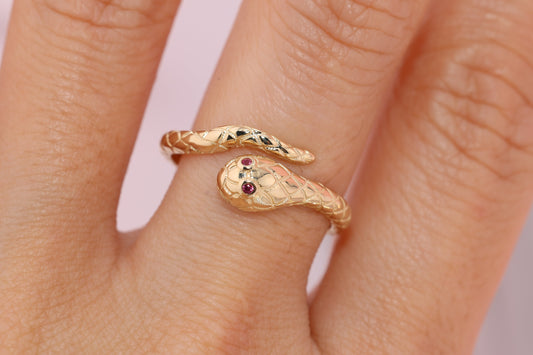 14K Solid Gold Snake Ring A