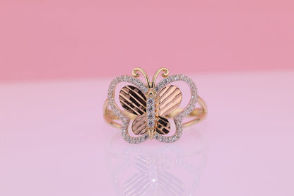 14k Yellow Gold Color Butterfly Ring E