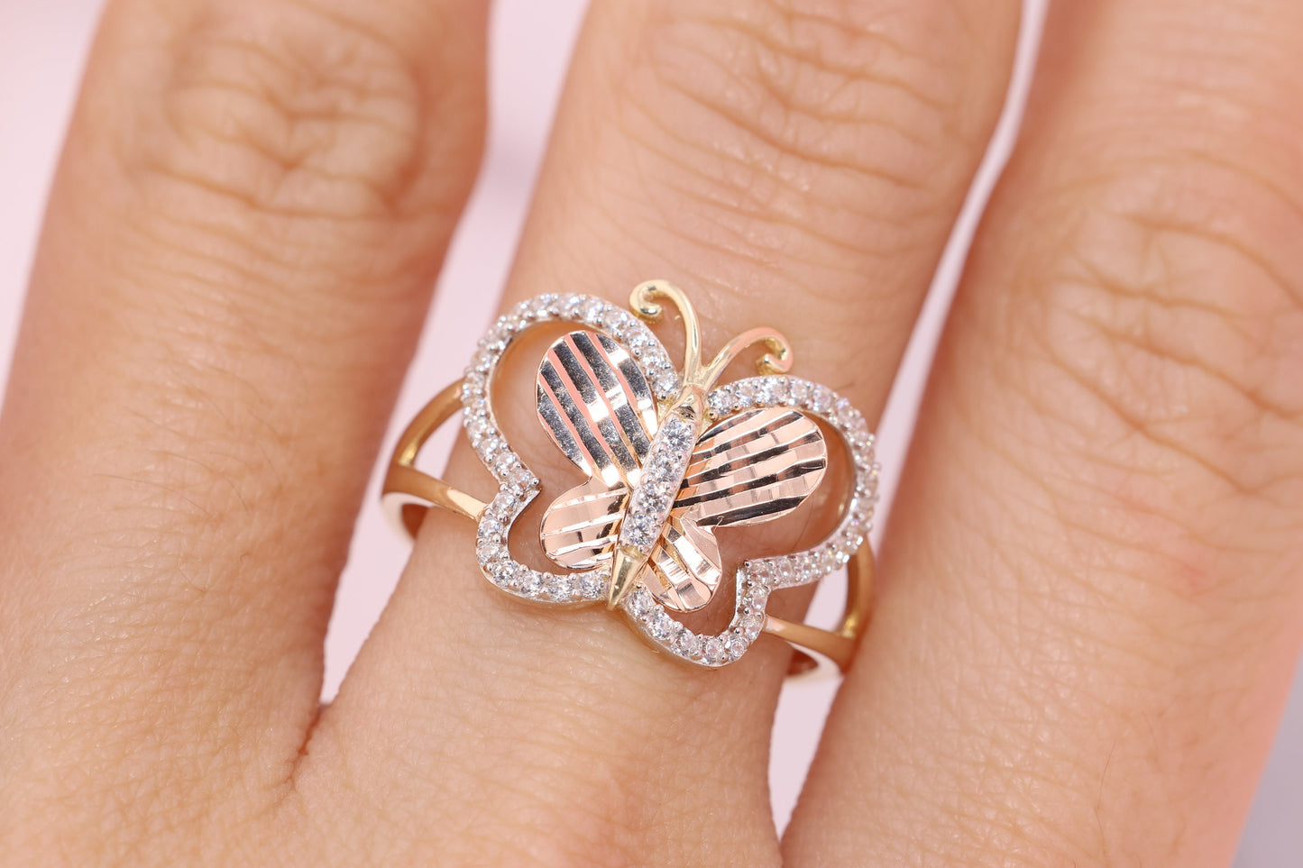 14k Yellow Gold Color Butterfly Ring E