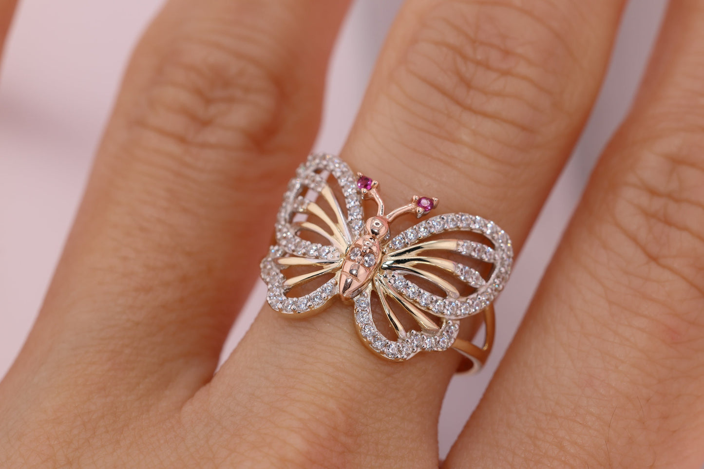 14k Yellow Gold Color Butterfly Ring D